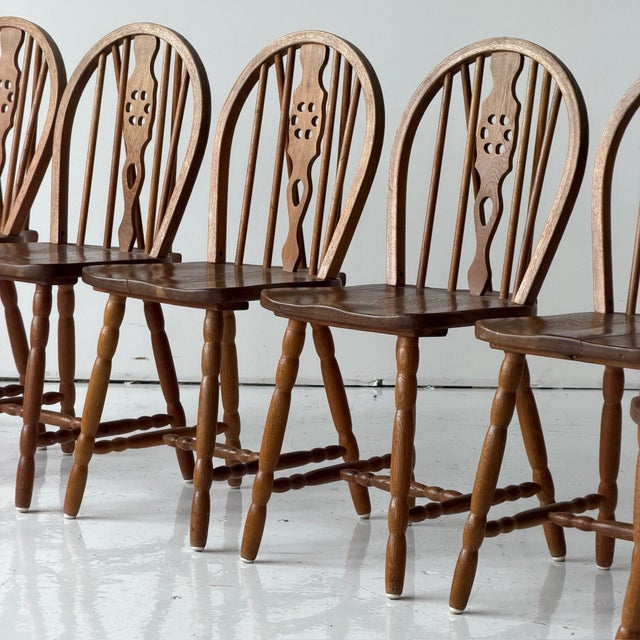 Scandinavian Oak Spindle Back Dining Chairs For Sale - Image 4 of 11