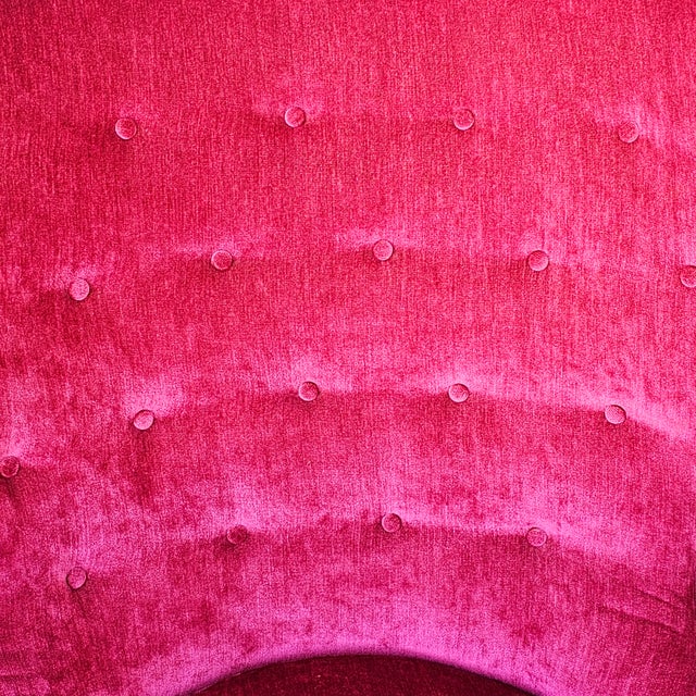 Wood Vintage Magenta Velvet Wingback Slipper Chair Vanity Boudoir Chair 37” H For Sale - Image 7 of 7