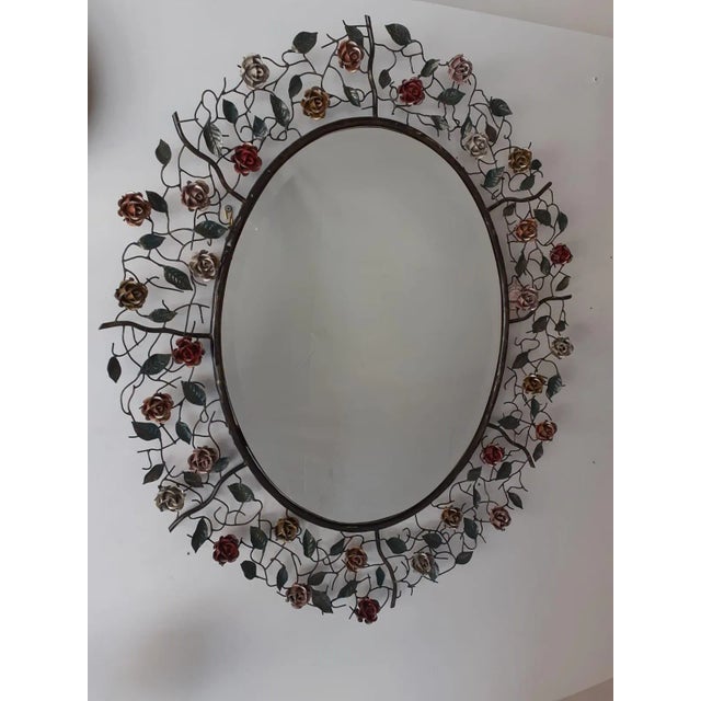 Vintage Rose Brass Mirror For Sale - Image 9 of 9