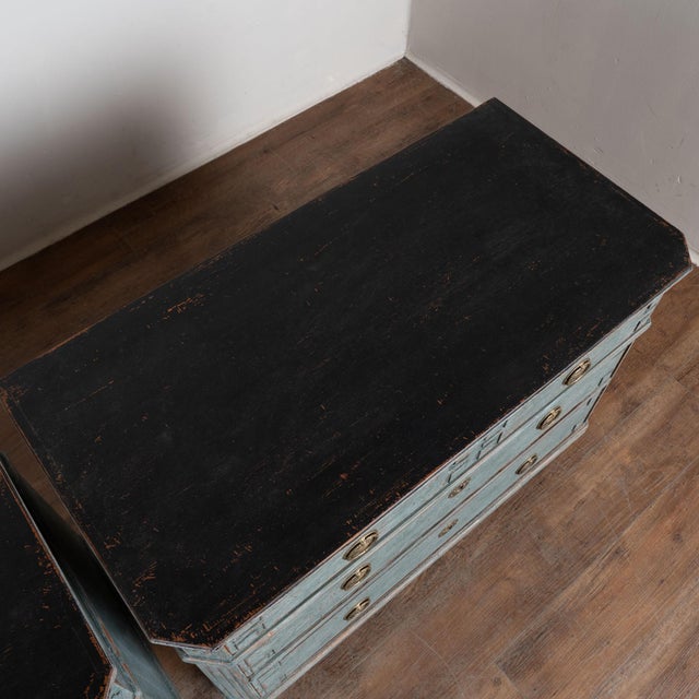 Pair, 19th Century Gustavian Style Blue Chest of Drawers or Nightstands For Sale - Image 6 of 15