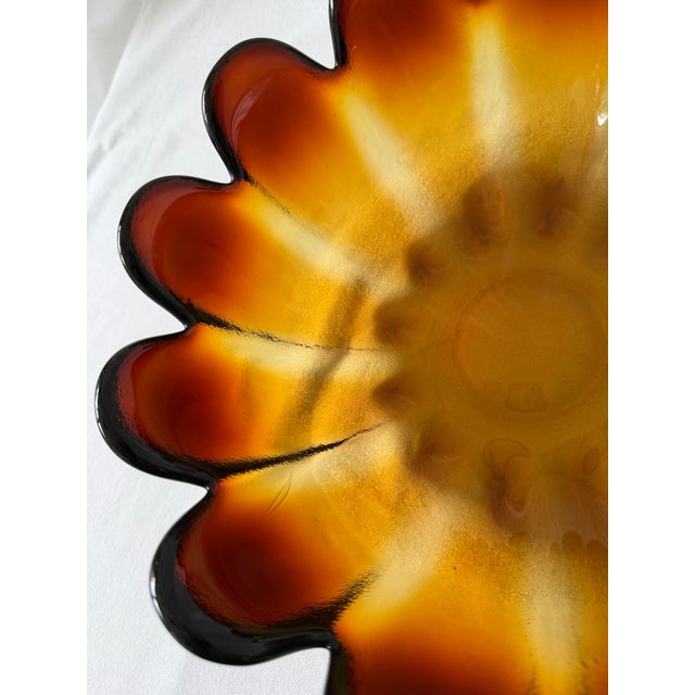 Mid-Century Modern Mid 20th Century Amber Art Glass, Lotus Bowl by Indiana Glass For Sale - Image 3 of 11