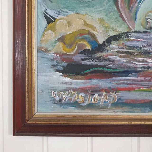 1970s 1970 Large Mid-Century Swedish Cosmic Esoteric Double-Sided Oil Painting "Nya Jorden" by Hildegard Persson For Sale - Image 5 of 18
