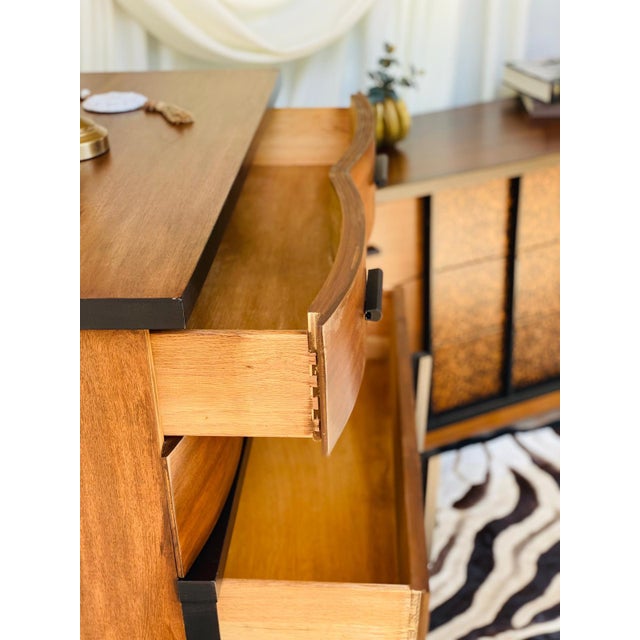 Wood Mid-Century Modern Vaughan Bassett Walnut & Custom Oak Dresser Set For Sale - Image 7 of 7