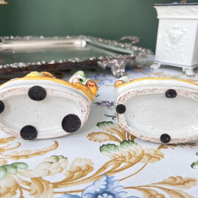 White Rare pair of Staffordshire girls riding on zebras spill vases // hand-painted English antique // collectible // English country decor For Sale - Image 8 of 10