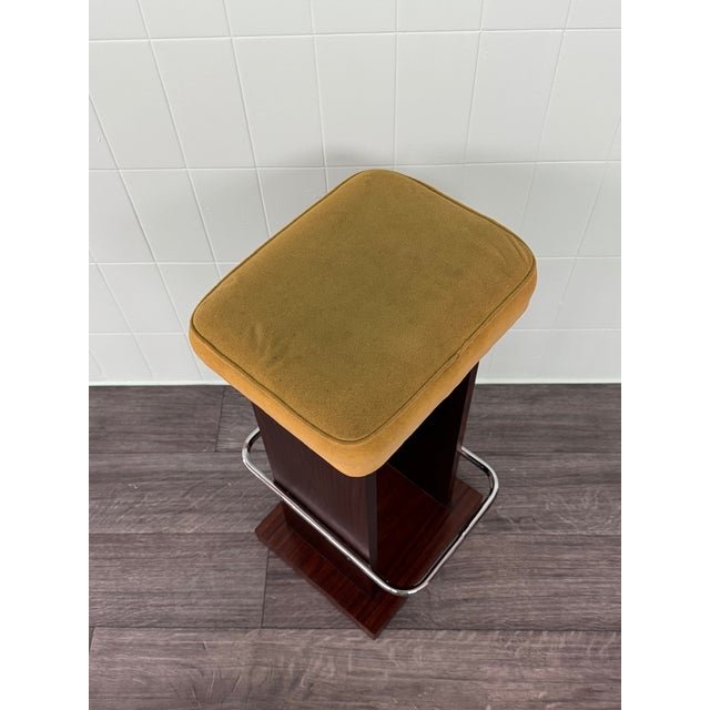 1970s Vintage Italian Wooden Bar Stool with Padded Seat, 1970s For Sale - Image 5 of 15