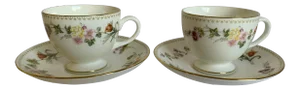 Wedgwood China Mirabelle Pattern Cup and Saucer Set - Service for 2