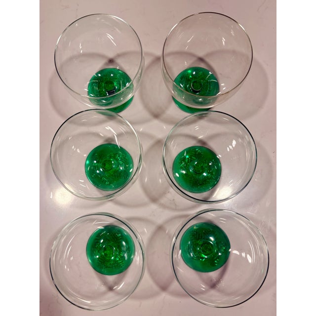 Glow Green Footed Dessert Glasses by Mikasa- Set of 6 For Sale - Image 12 of 12