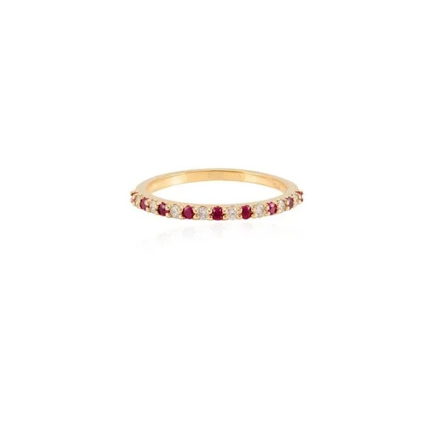 Ruby and Diamond Stacking Band in 18k Gold Ring Size 7 ( All Sizes Available ) For Sale - Image 4 of 7
