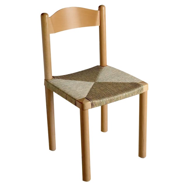 Vintage Ladder Back Woven Seat Chair, 1960s For Sale