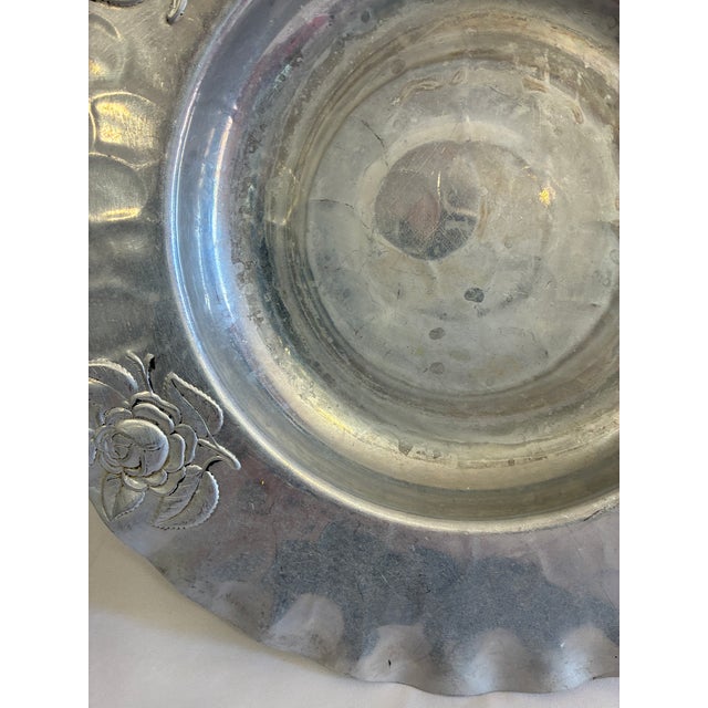 Vintage Hand-Chased Hammered Aluminum Rose Bowl For Sale - Image 9 of 9