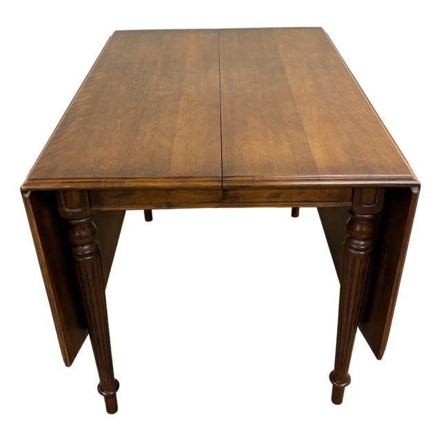 Vintage Ethan Allen American Traditional Birch and Maple Drop Leaf Dining Table For Sale