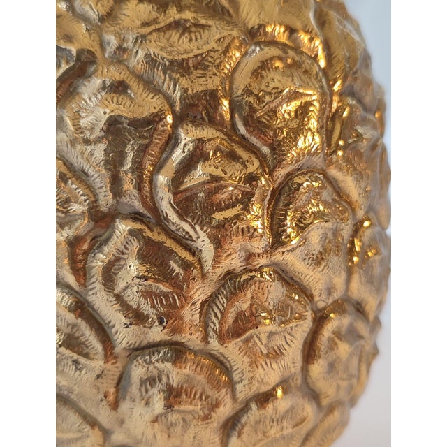 Hollywood Regency Pineapple Table Lamp in Brass with Linen Shades from Maison Le Dauphin, France, 1970s For Sale - Image 9 of 18