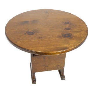 1960s Vintage Round American Solid Pine Drop-Top Table For Sale