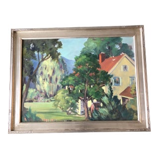 1950’s Bucks County Impressionist Spring Landscape Painting Contemporary Frame For Sale