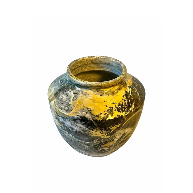 Contemporary Vintage Italian Marble Carved Black Matrix Vase Urn For Sale - Image 3 of 10