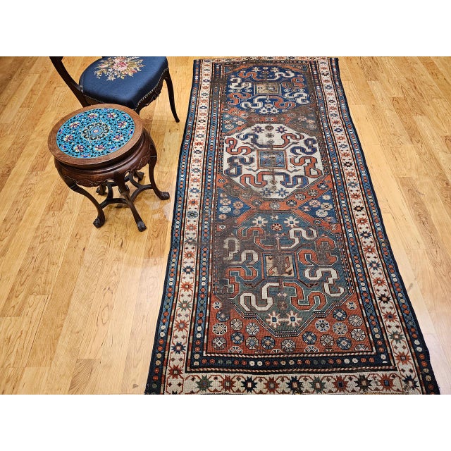 19th Century Caucasian Cloudband Kazak Rug, Hand-Woven Wool, Chondoresh, 4' x 9' For Sale - Image 13 of 13