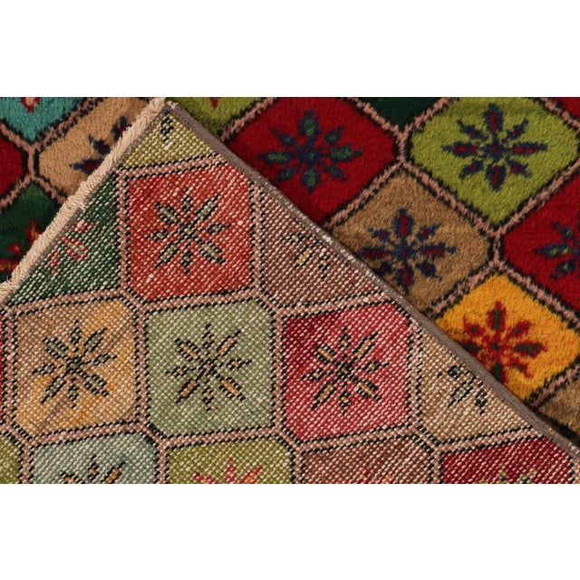 Textile Vintage Art Deco Runner in Multicolor Floral Geometric Pattern For Sale - Image 7 of 8
