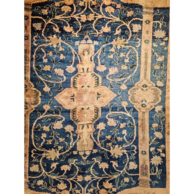 Vintage Turkish Oushak Area Rug, Wool Pile, Royal Blue & Tan, 1900s, 5' x 7' For Sale - Image 10 of 15