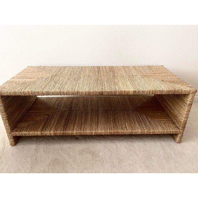 2000 - 2009 Pottery Barn Malibu Rectangular Seagrass Woven Coffee Table Excellent Mint Condition For Sale - Image 5 of 15