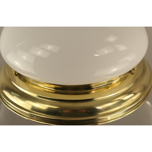 Viennese Brass Ceiling Light with Opal Glass Shade, Austria, 1920s For Sale - Image 3 of 6