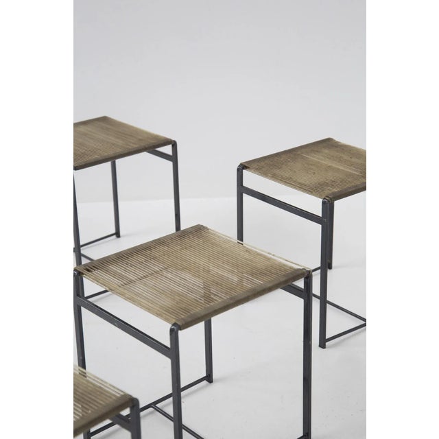 Mid-Century Modern Vintage Italian Iron Stools, Set of 4 For Sale - Image 3 of 12