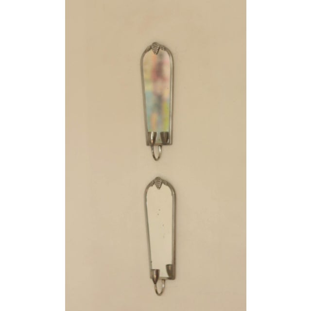 Mid-Century Modern Swedish Pewter Sconces with Mirror, Set of 2 For Sale - Image 13 of 18