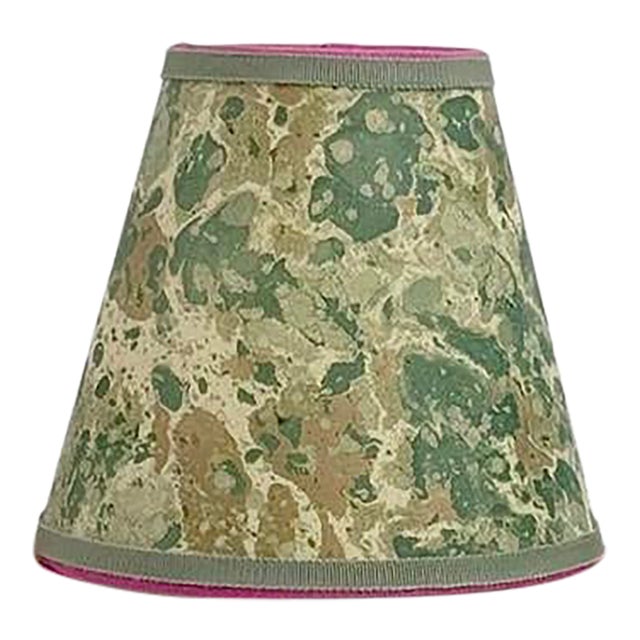 Green and Gold Marbled Paper Chandelier Shade - 4”x6”x6” For Sale