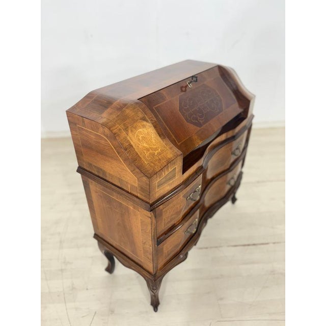 Baroque Writing Desk with Inlays, 1800s For Sale - Image 6 of 10