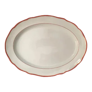 Antique 19th Century Meissen Porcelain Oval Turkey Platter Tray with Orange & Gold Trim