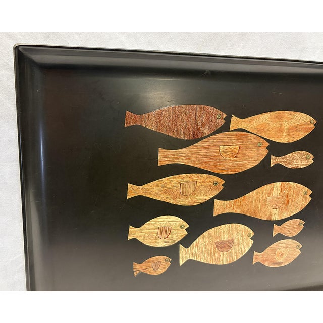 Great mid-century modern serving tray by 'Couroc of Monterey' from the mid 20th century. It is made of the company's...