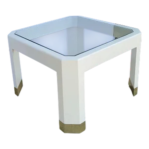 1970s Modern Karl Springer Style Embossed in Raffia Glass Top Coffee Table
