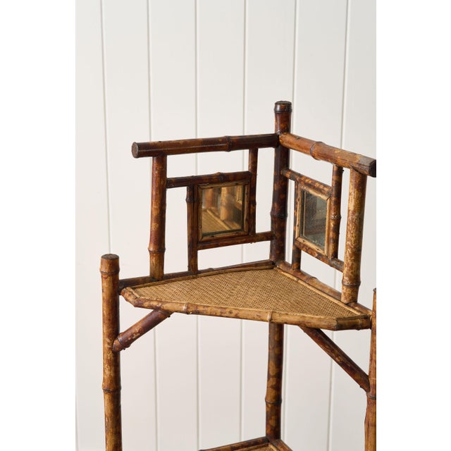 19th Century 19th Century Three-Tier English Tiger Bamboo Corner Shelf For Sale - Image 5 of 9