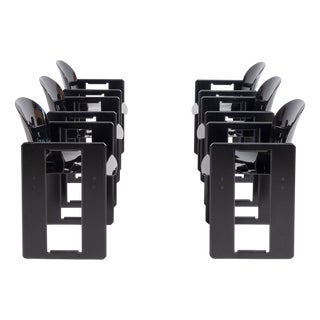 Black Dialogo Dining Chairs by Tobia & Afra Scarpa for B&b Italia / C&b Italia, 1973, Set of 6 For Sale