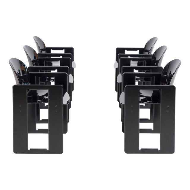 Black Dialogo Dining Chairs by Tobia & Afra Scarpa for B&b Italia / C&b Italia, 1973, Set of 6 For Sale