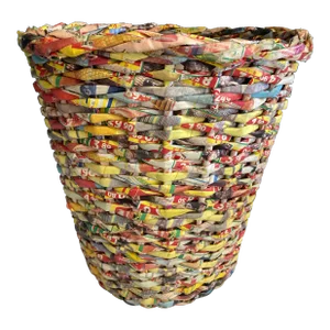 1990's Woven Paper Waste Basket