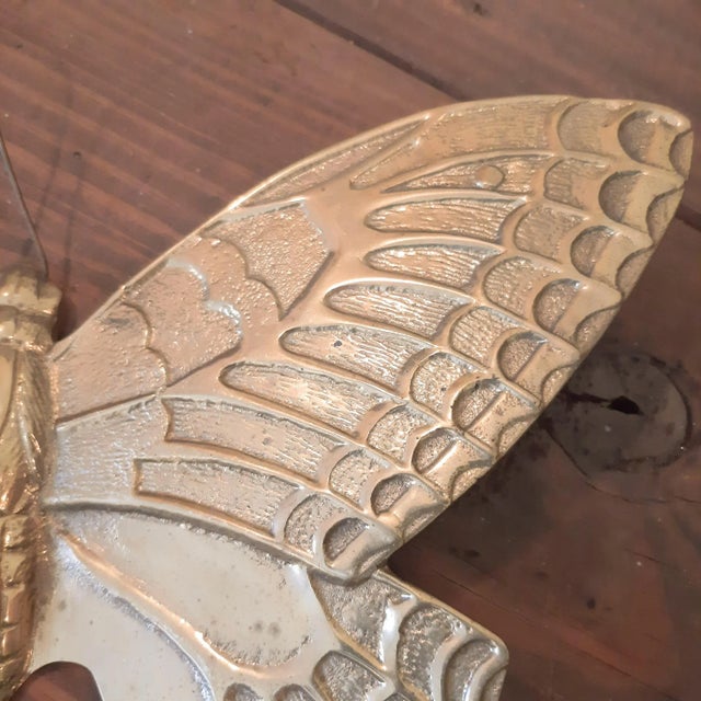 Vintage Solid Brass Butterfly Wall Sculpture Large XL For Sale In Fayetteville, AR - Image 6 of 13