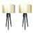 2010s Early 21st Century Modern Style Black Tripod Lamps with Champagne Shades - A Pair For Sale - Image 5 of 6
