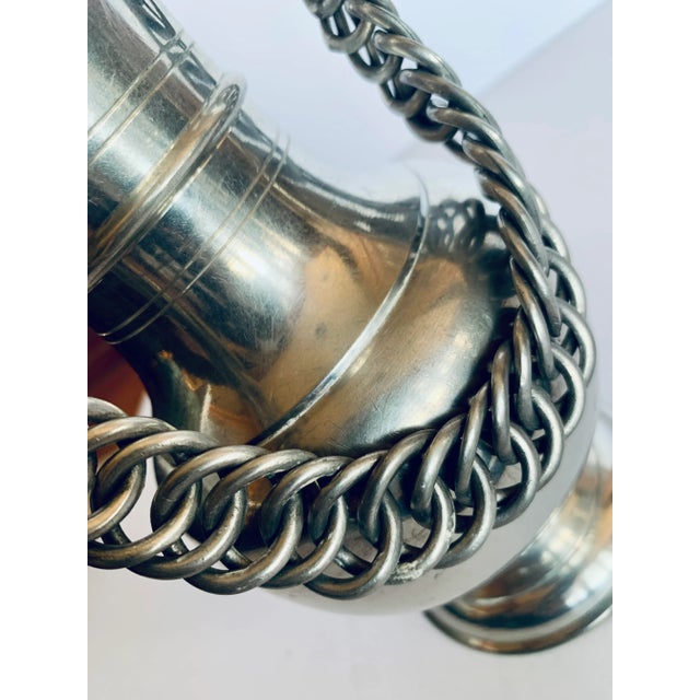 Mid 20th Century Vintage Swiss Guggisberg Lugano Acorn Pewter Pitcher/Jug/Tankard With Handmade Chain Handle on Fish Loops For Sale - Image 5 of 12