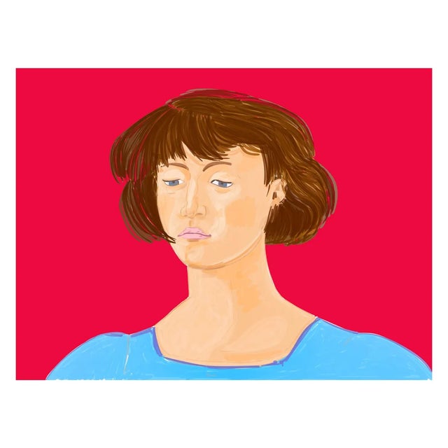 Mario Sughi, Girl on Red, 2019, Mixed Media For Sale