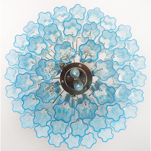 Blue 3-Tier Murano Glass Tube Chandelier, 1990s For Sale - Image 8 of 17