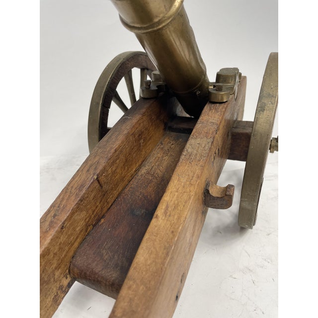 Vintage Cannon in Bronze and Wood, 1950s For Sale - Image 3 of 14