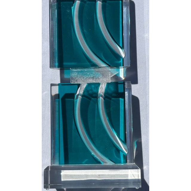 Vintage David Muniz 29" Lucite Art Sculpture Turquoise Blue & Clear Signed '02 For Sale In Philadelphia - Image 6 of 16