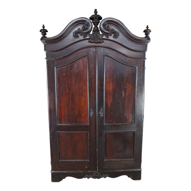 Late 19th Century Monumental American Rococo Revival Rosewood Carved Knockdown Armoire Wardrobe For Sale