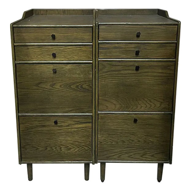 18" Finished 4 Drawer Vintage Tallboy Set of 2 For Sale