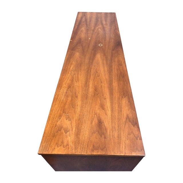 Wood Broyhill Brasilia Long Dresser Lowboy or Credenza in Vintage Mid Century Modern Style, Attributed For Sale - Image 7 of 12