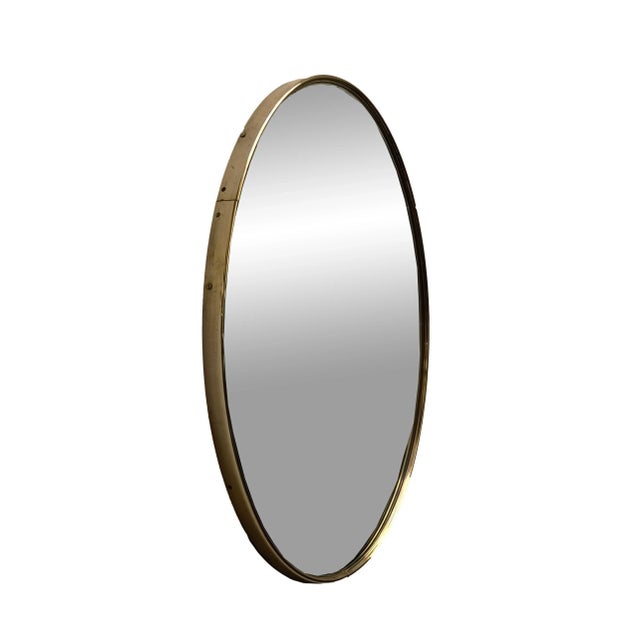 Mid-Century Modern Italian Round Brass Wall Mirror, 1960s For Sale - Image 3 of 7