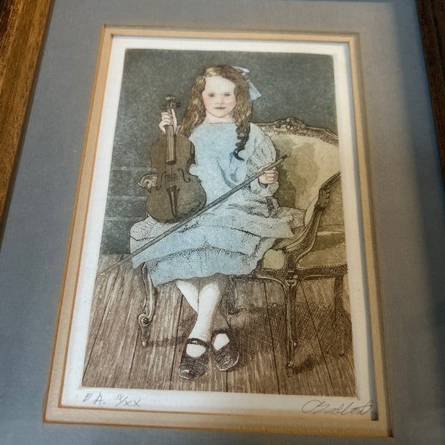 1970’s portrait of a young violinist original lithograph. Signed and framed. Measures just shy of 11x13 overall. Check out...