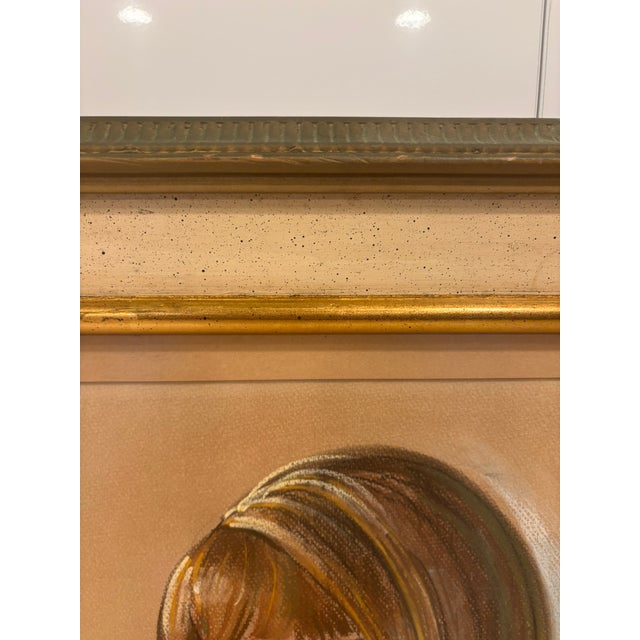 Hollywood Regency Vintage 1966 Mid Century Modern Pastel Portrait of Woman Signed Charles Allenbrook Framed For Sale - Image 3 of 14