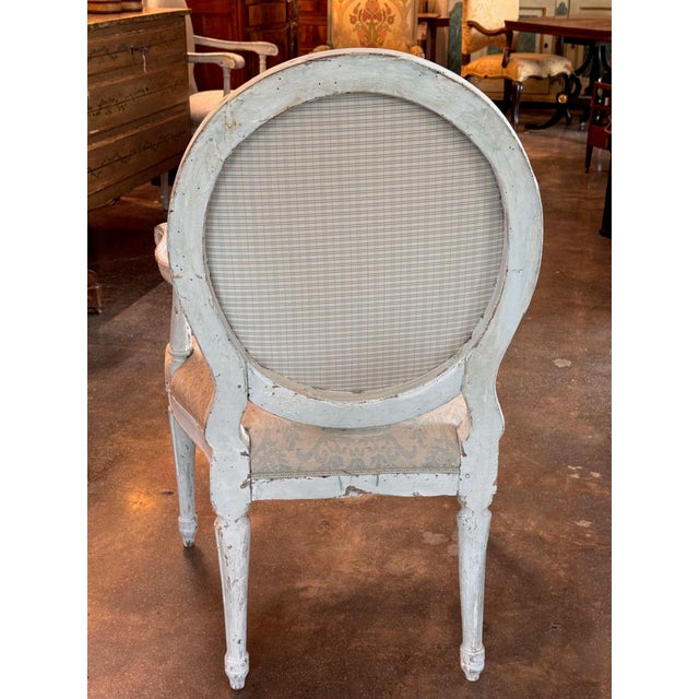 Pair of 19th Century Louis XVI Style Painted Oval-Back Fauteuils For Sale - Image 11 of 11