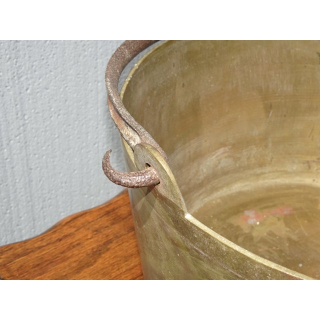 Large Vintage Brass Pot W Handle For Sale - Image 12 of 12